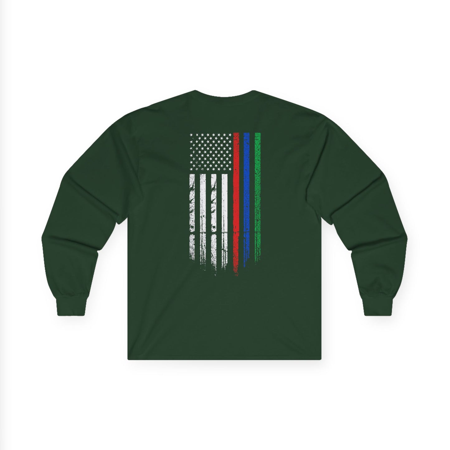 Support Our Heroes T-Shirt Thin Blue Red Green Line American Flag