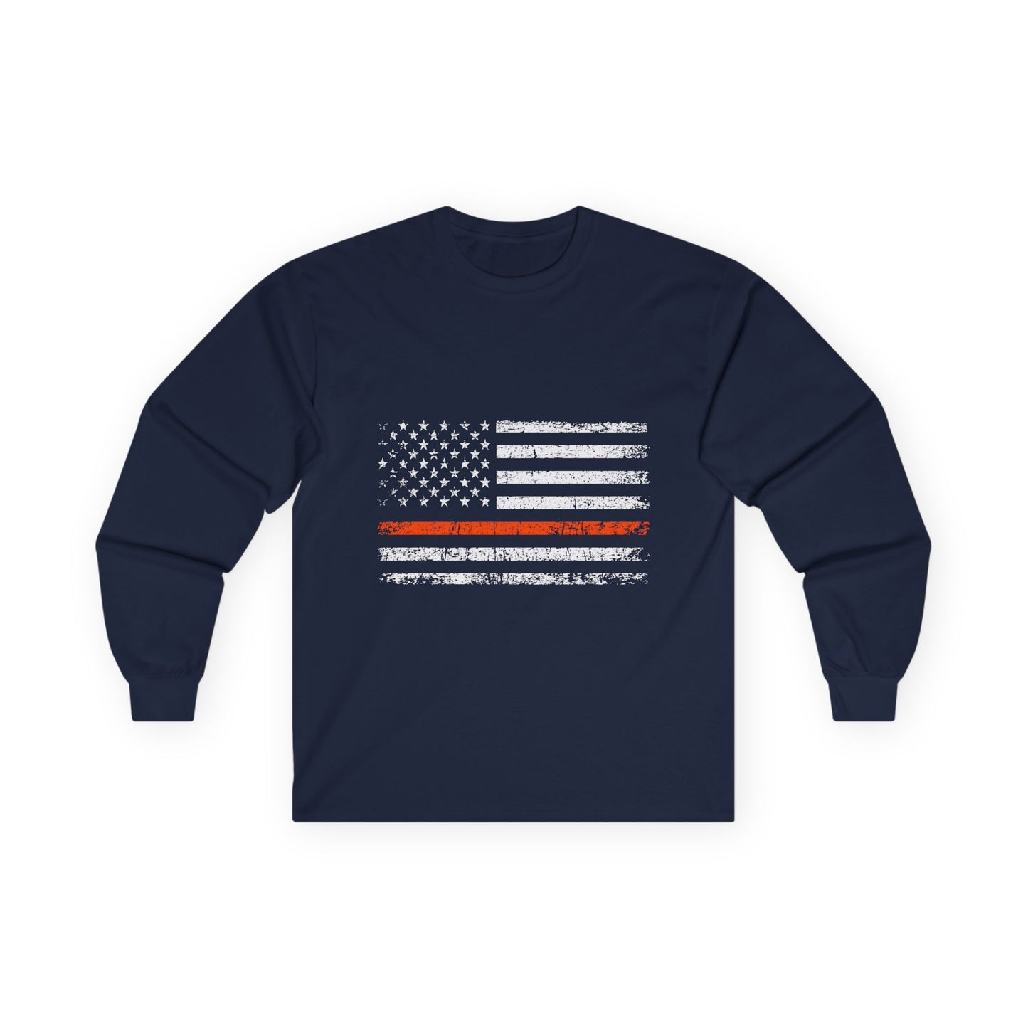 Thin Orange Line American Flag -Long Sleeve