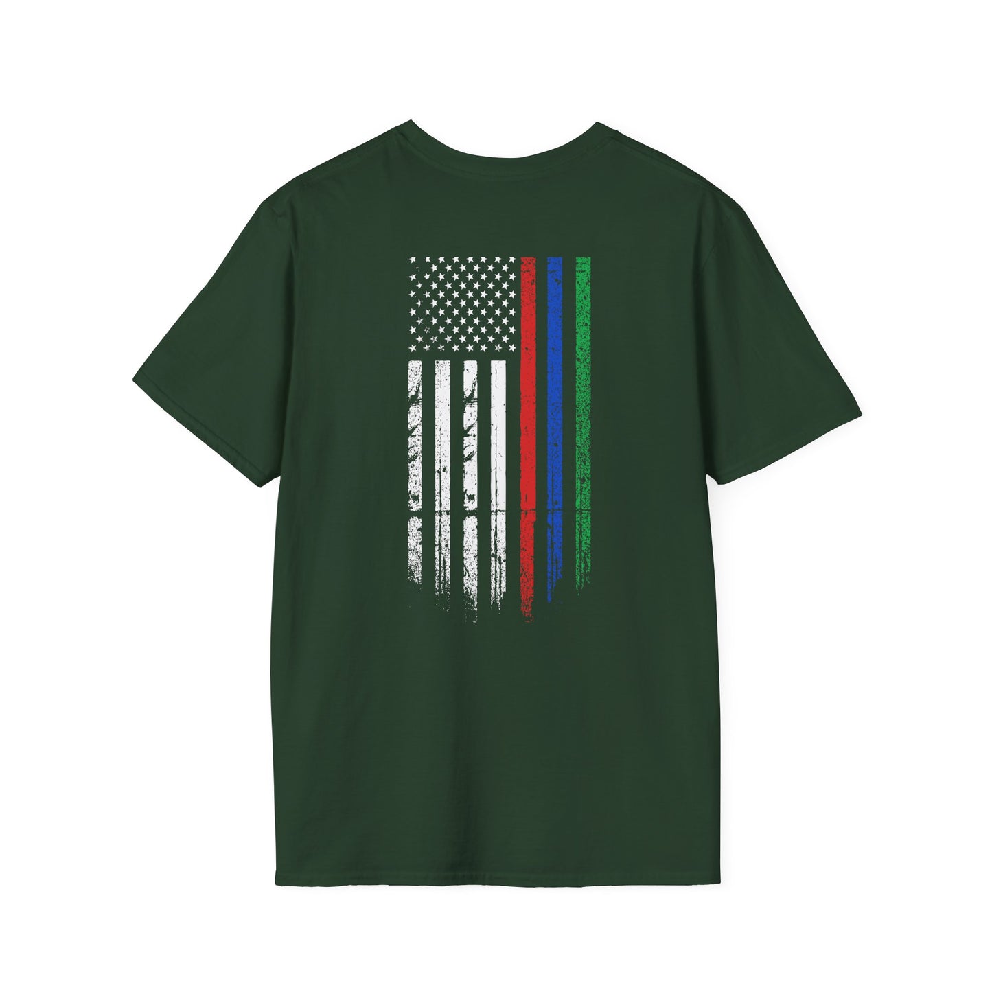 Support Our Heroes T-Shirt Thin Blue Red Green Line American Flag