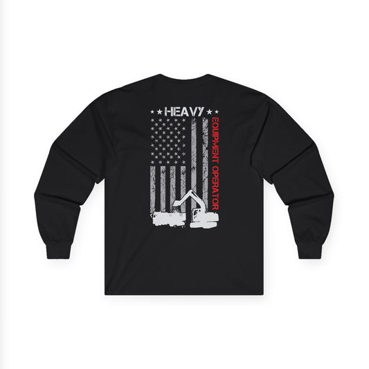 Heavy Equipment Operator American Flag Long Sleeve
