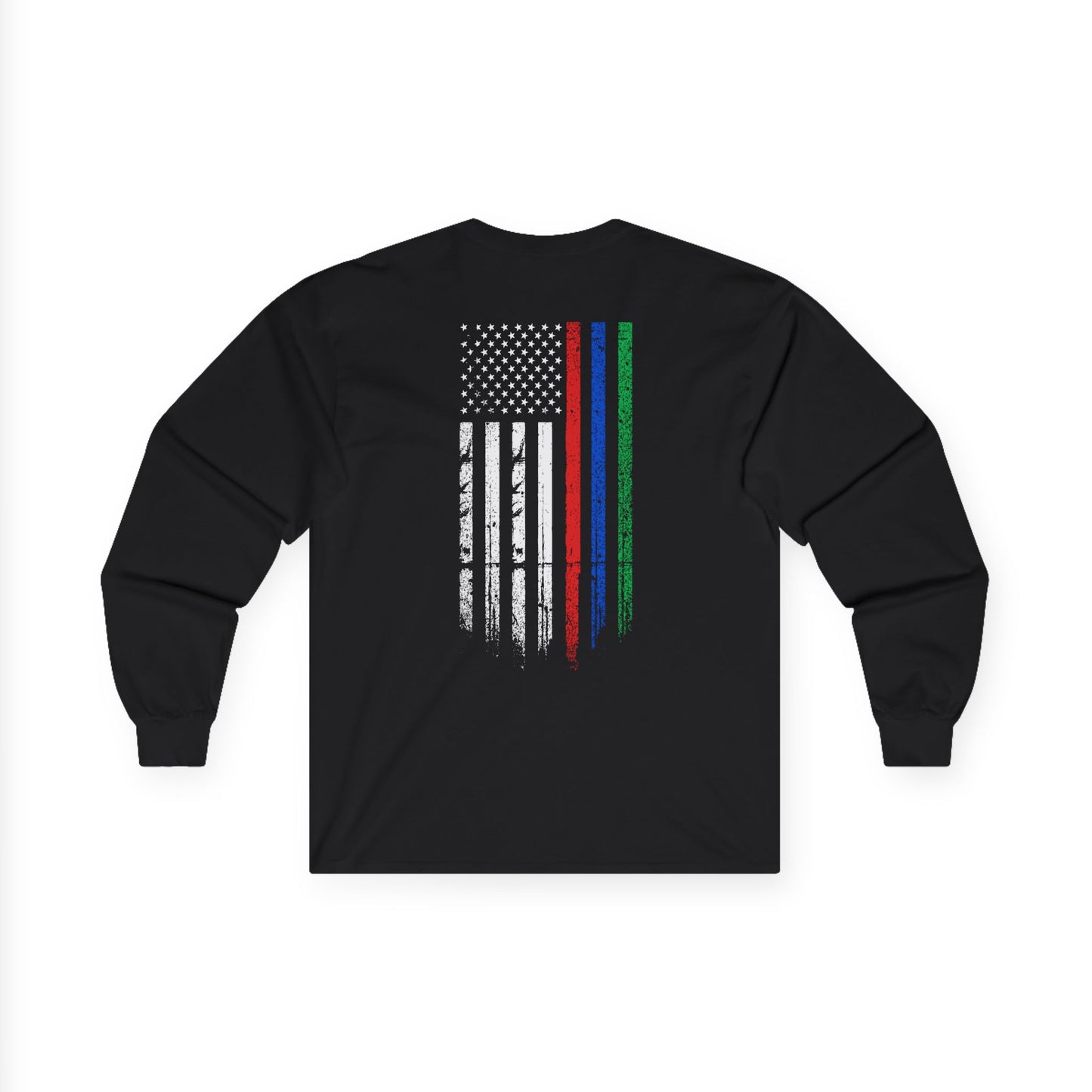 Support Our Heroes T-Shirt Thin Blue Red Green Line American Flag