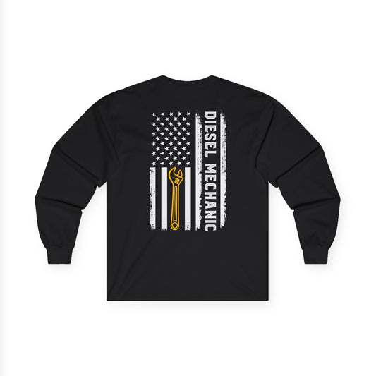 Diesel Mechanic American Flag Long Sleeve