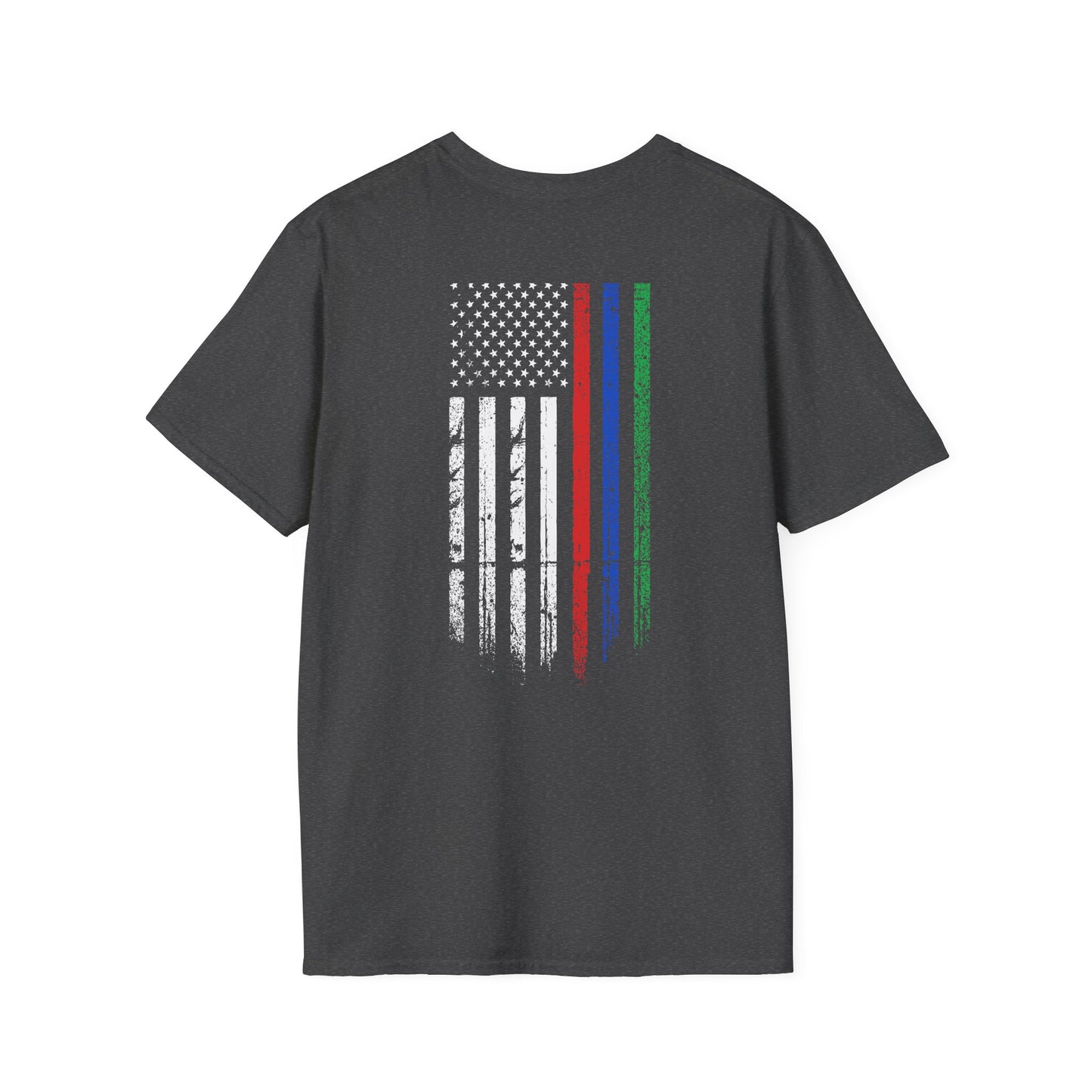 Support Our Heroes T-Shirt Thin Blue Red Green Line American Flag