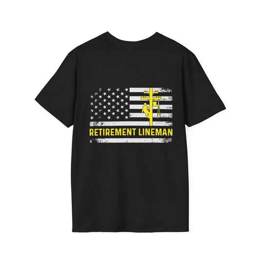 Retirement Lineman American Flag T-Shirt
