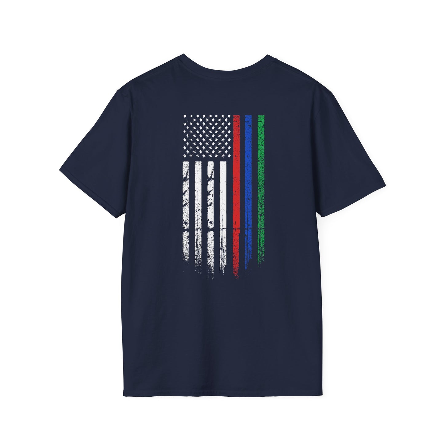 Support Our Heroes T-Shirt Thin Blue Red Green Line American Flag