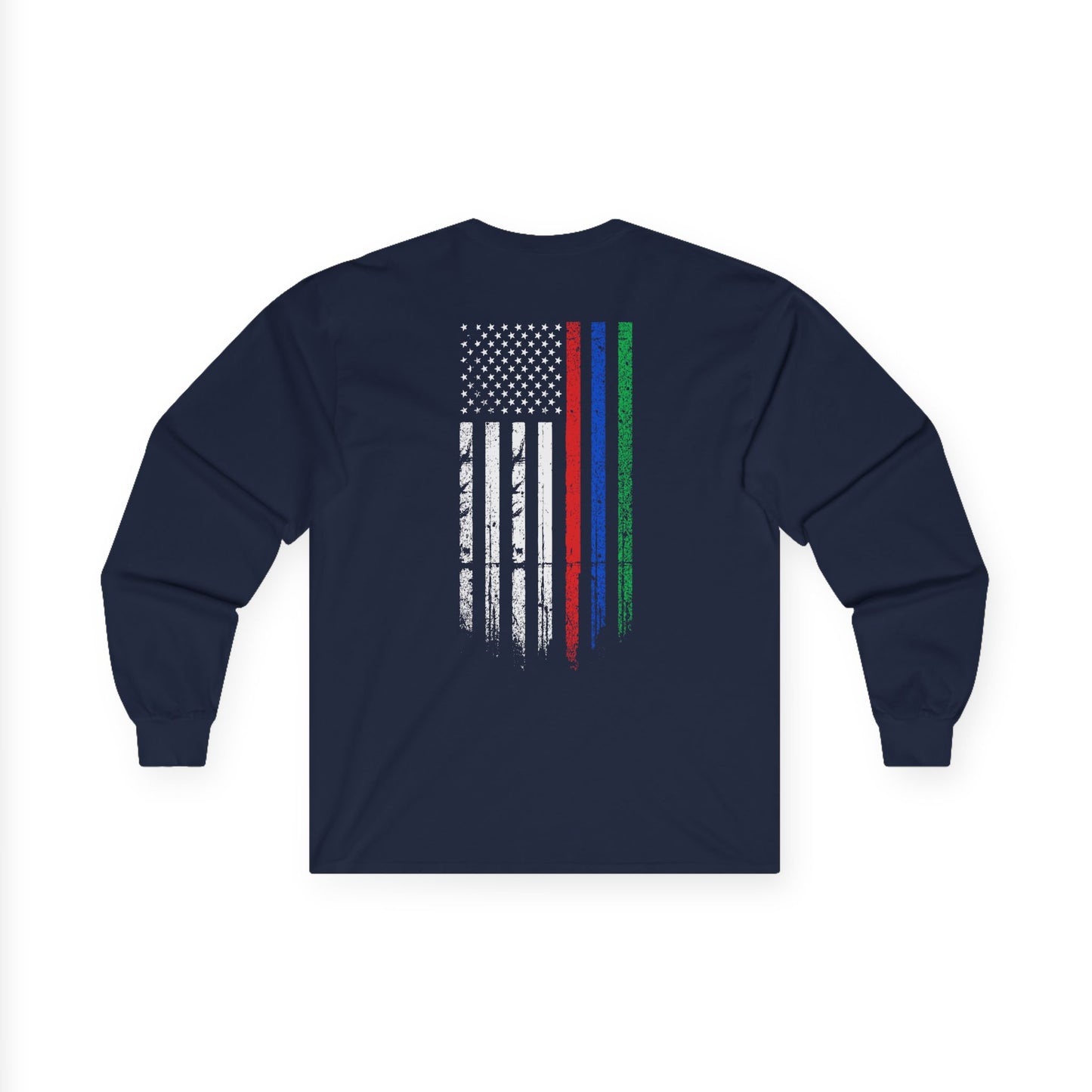 Support Our Heroes T-Shirt Thin Blue Red Green Line American Flag