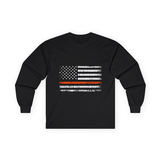 Thin Orange Line American Flag -Long Sleeve