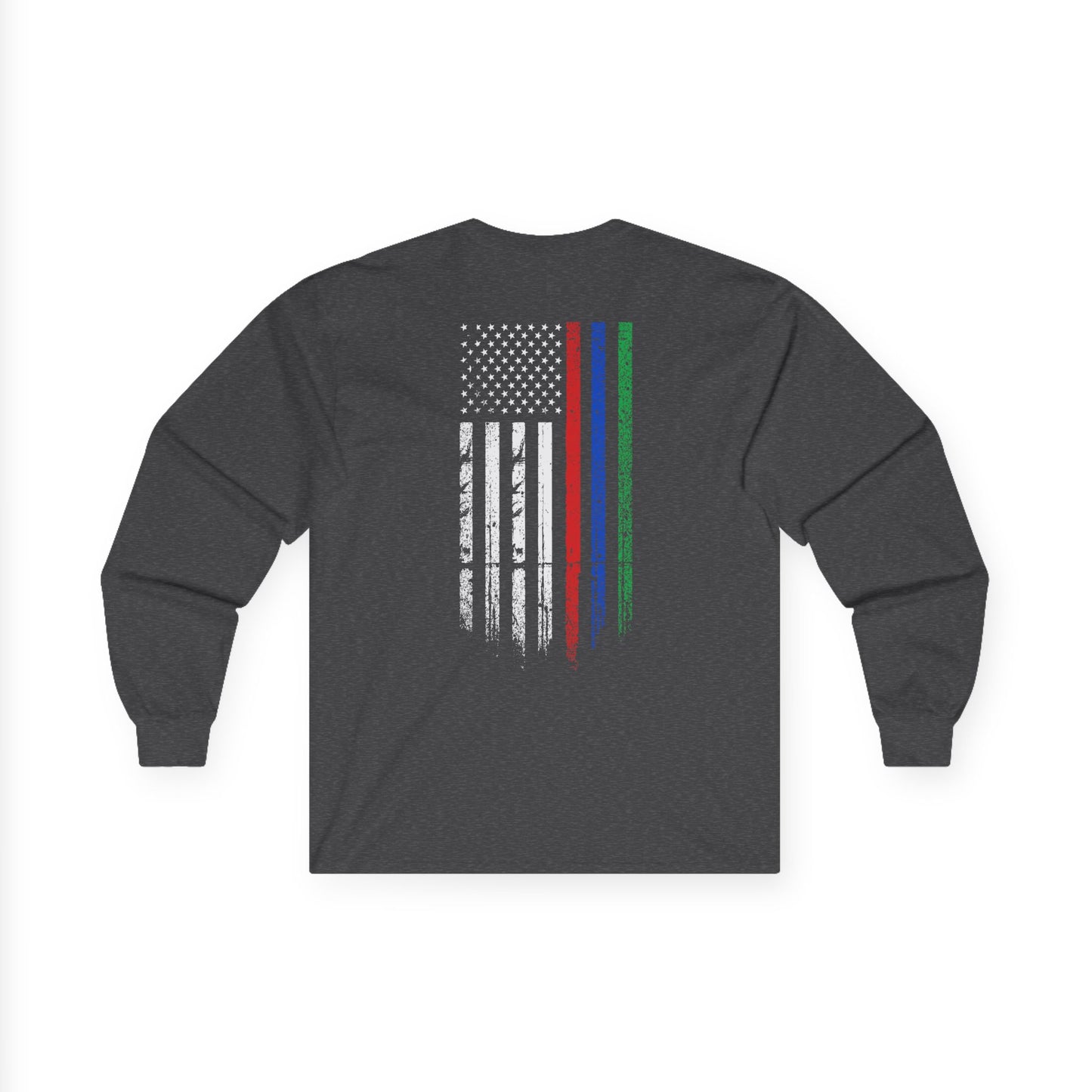 Support Our Heroes T-Shirt Thin Blue Red Green Line American Flag