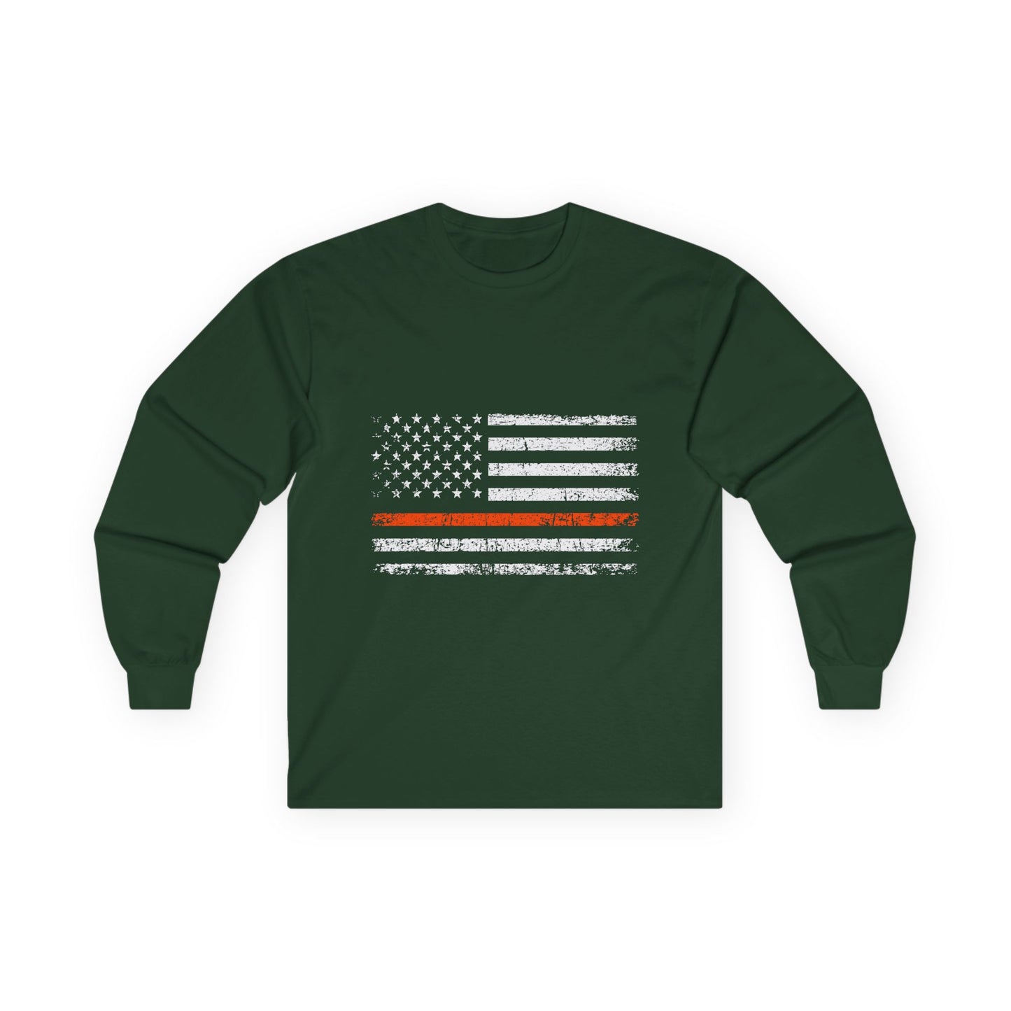 Thin Orange Line American Flag -Long Sleeve