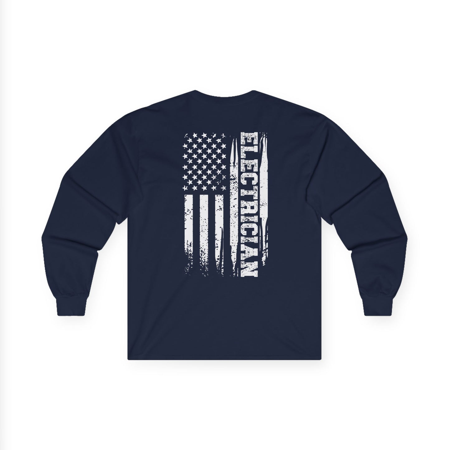 Long Sleeve Tee - Electrician American Flag Design